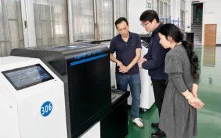 Liu Jianguo learning about the 3H-420 wax 3D printer at Cprint 3D