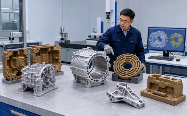 Automotive powertrain, thermal-management and structural castings made with printed sand molds