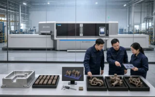 Des ingénieurs de fonderie évaluent une imprimante 3D à sable SJ-1200 à l'aide de données de commande et de complexité