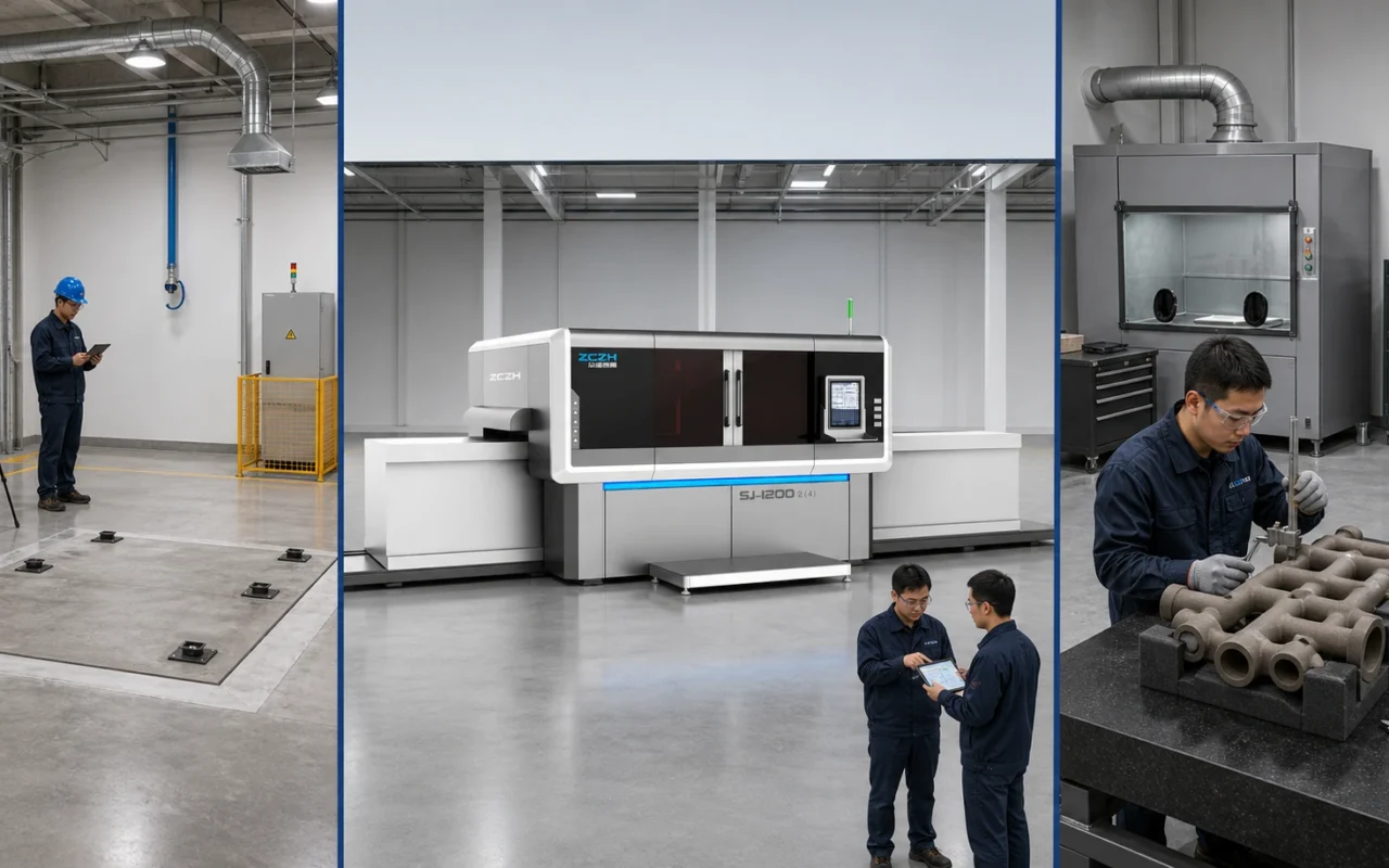 SJ-1200 パイロットセルから安定した砂 3D プリンティング生産ラインに拡張する鋳造工場